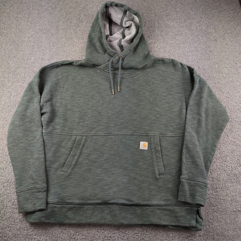 Carhartt Hoodie Sz Large Relaxed Fit Green Marl French Terry Pullover